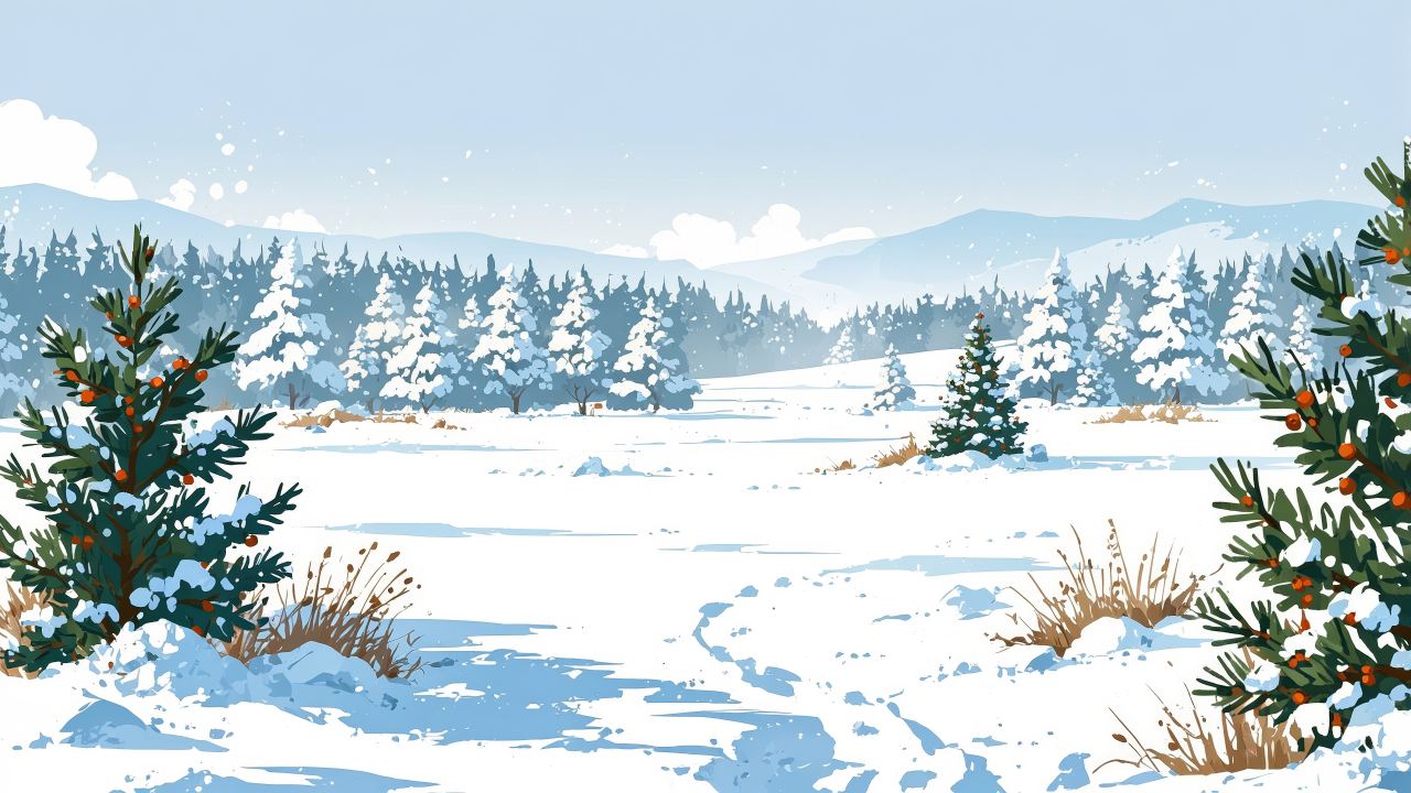 snowy scenery wallpaper, winter escape, winter magic, background for desktop wallpaper (horizontal)