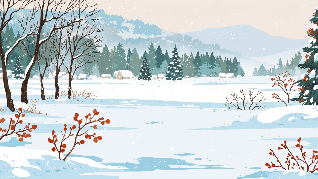 hot cocoa wallpaper, snowy scenery, tranquil landscapes, background for desktop wallpaper (horizontal)