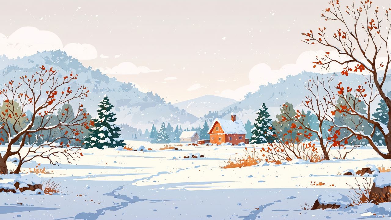 warm blankets wallpaper, serene forest, snowy scenery, background for desktop wallpaper (horizontal)