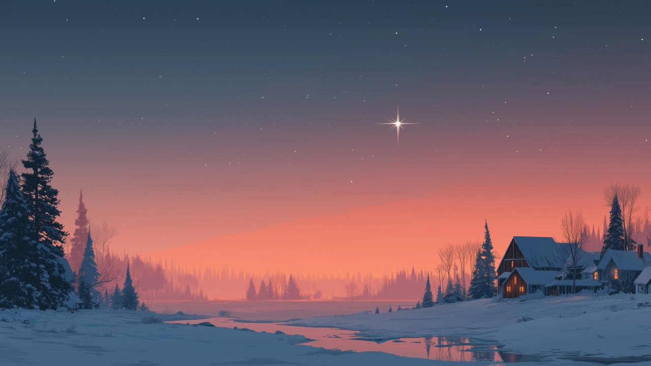 bethlehem star wallpaper, holiday lights, winter solstice, background for desktop wallpaper (horizontal)