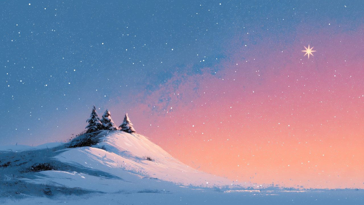 winter night wallpaper, celestial sky, winter sky, background for desktop wallpaper (horizontal)
