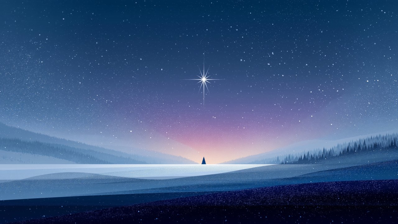 winter night wallpaper, snowy night, cosmic beauty, background for desktop wallpaper (horizontal)