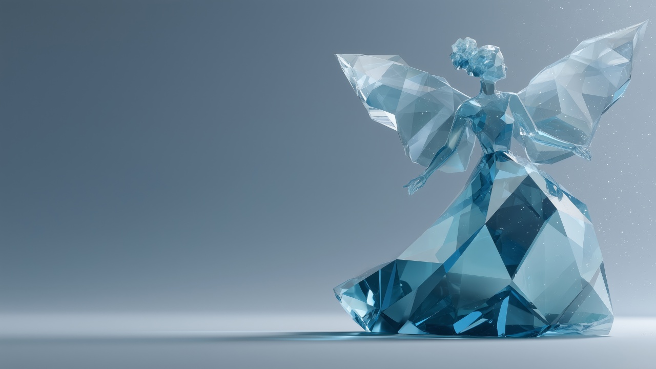 ice angel wallpaper, crystal art, snow art, background for desktop wallpaper (horizontal)