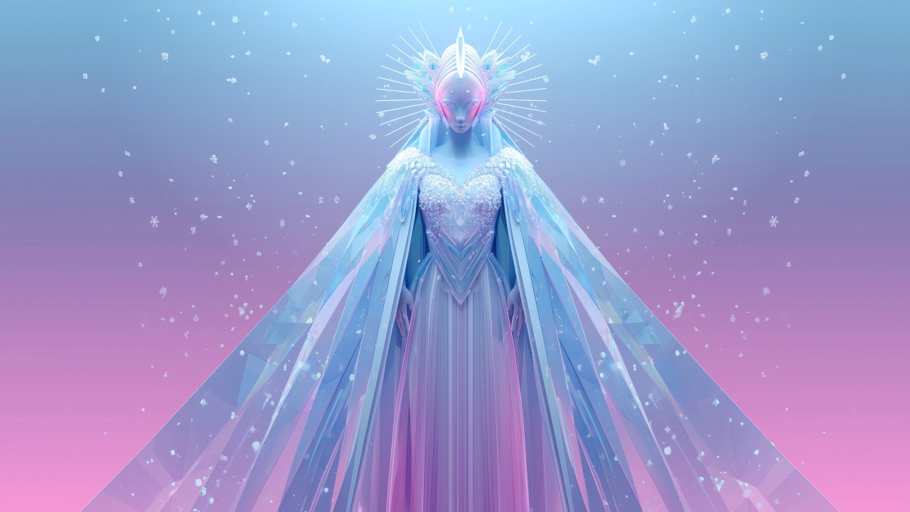 magical realm wallpaper, frozen art, snow princess, background for desktop wallpaper (horizontal)