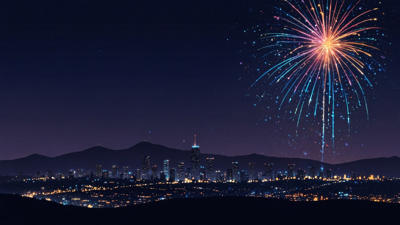 new years day wallpaper, midnight countdown, new year festivities, background for desktop wallpaper (horizontal)