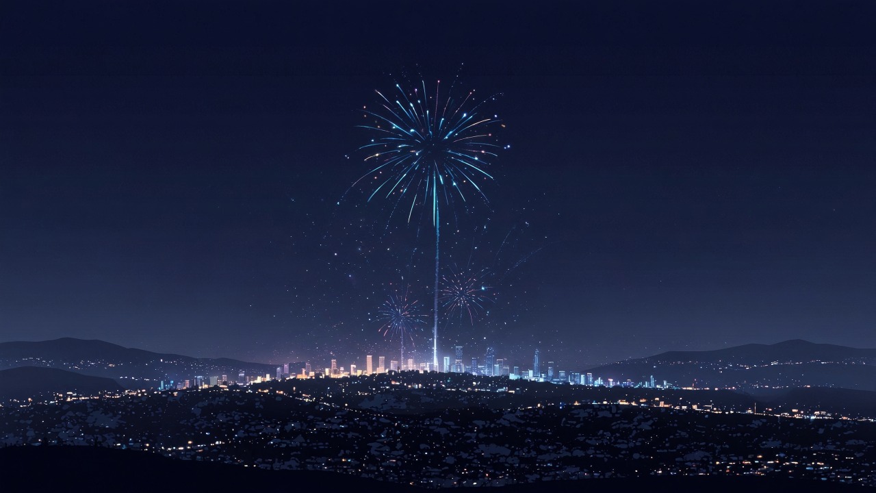 skyline wallpaper, new year celebration, party vibes, background for desktop wallpaper (horizontal)