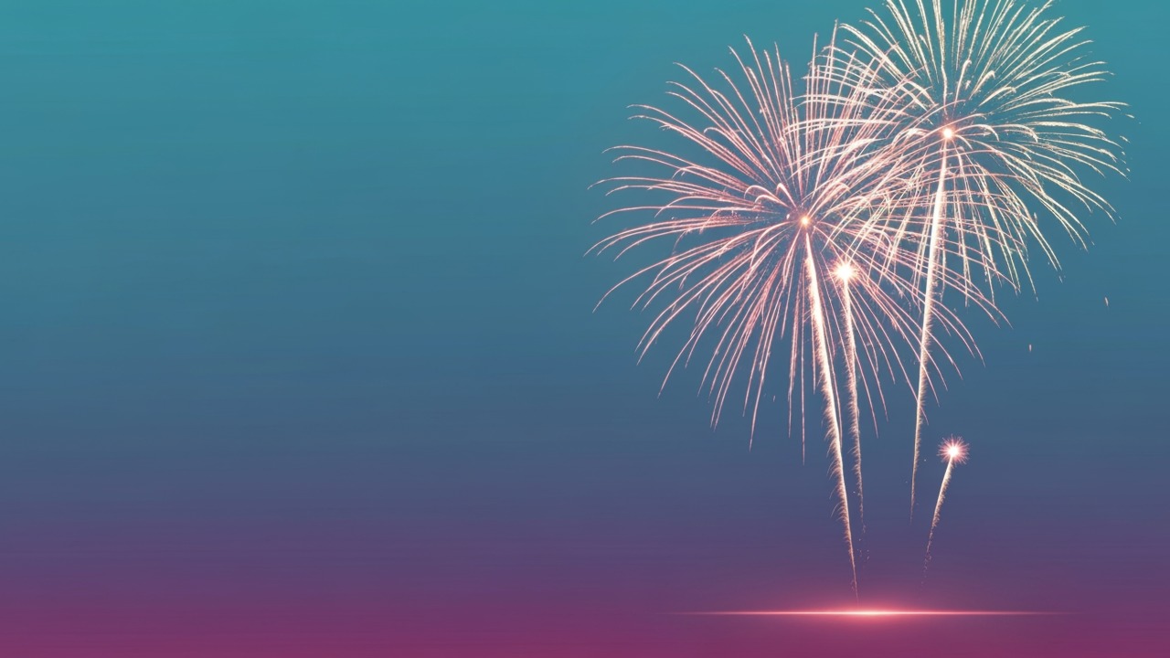 new year countdown wallpaper, colorful explosions, pyrotechnics show, background for desktop wallpaper (horizontal)