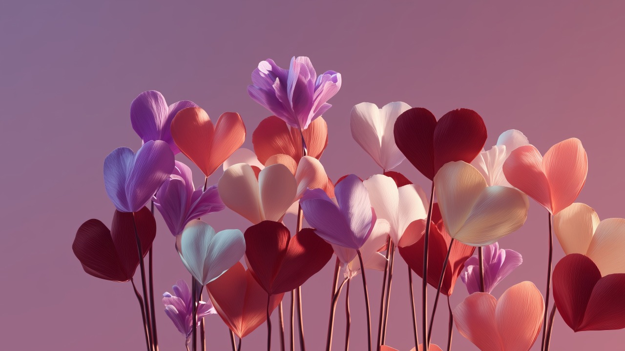 affection wallpaper, spring blooms, lovecore aesthetic, background for desktop wallpaper (horizontal)