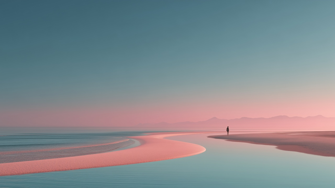 reflective water wallpaper, yearning, gentle tides, background for desktop wallpaper (horizontal)