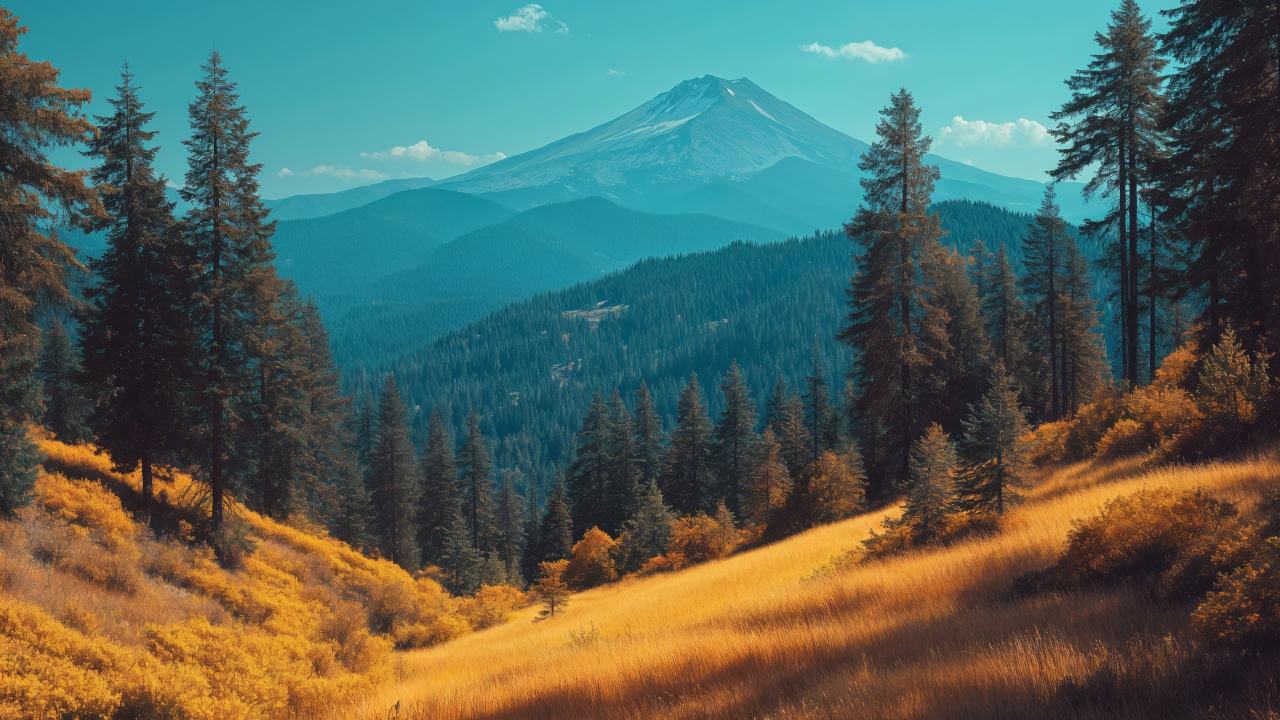 scenic mountains wallpaper, mountain landscape, nostalgic vibes, background for desktop wallpaper (horizontal)