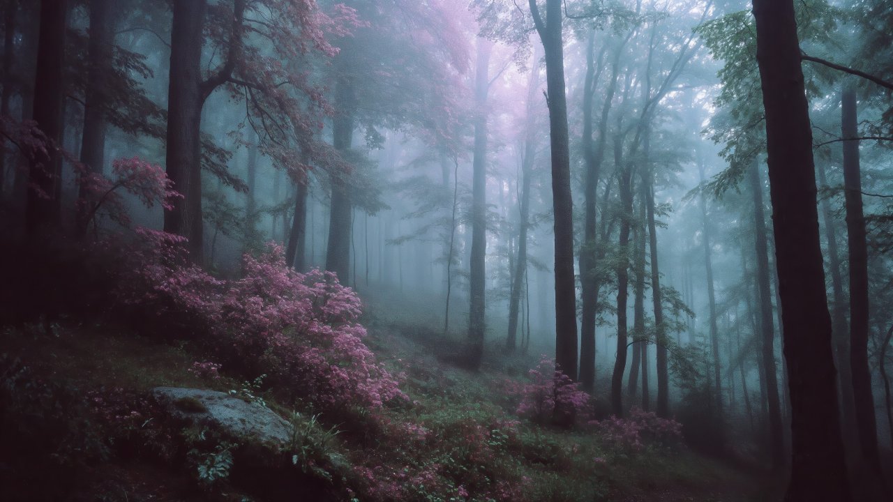 magical woods wallpaper, hidden grove, nature escape, background for desktop wallpaper (horizontal)