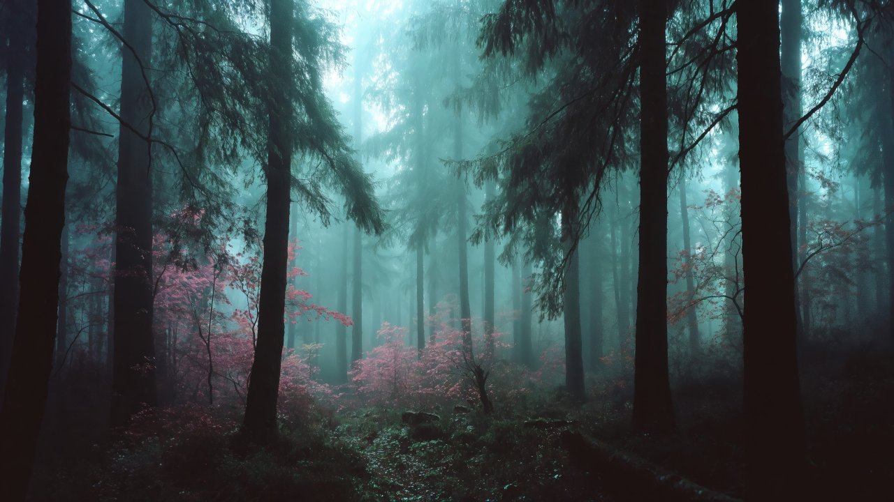 whimsical forest wallpaper, ethereal light, tranquil grove, background for desktop wallpaper (horizontal)