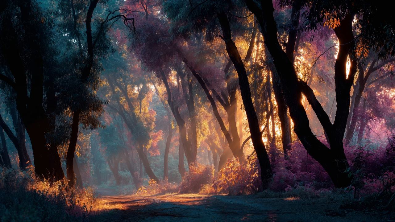 nature wonderland wallpaper, surreal imagery, soft pastels, background for desktop wallpaper (horizontal)