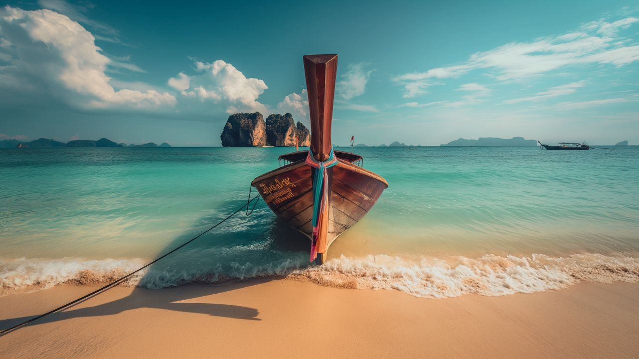 Krabi Beach wallpaper, vacation resort, crystal clear water, background for desktop wallpaper (horizontal)