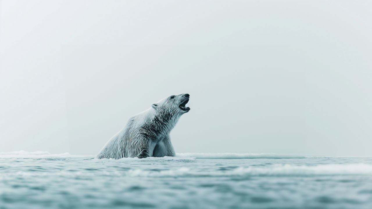 polar bear wallpaper, icy waters, ice, background for desktop wallpaper (horizontal)