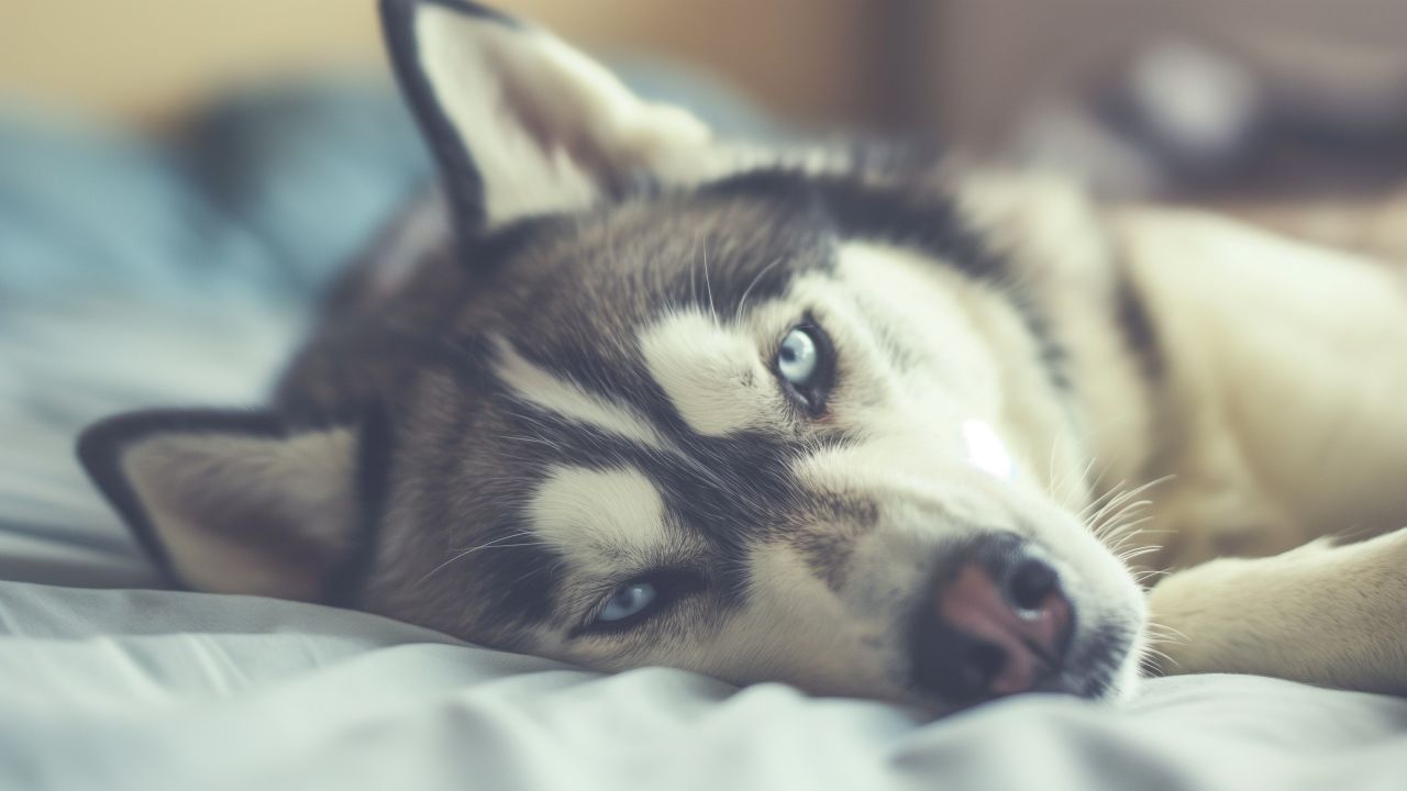 husky dog laying