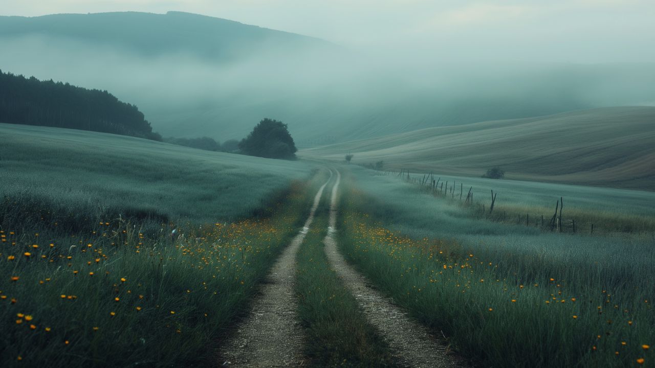 Tuscany wallpaper, scenic road, clear sky, background for desktop wallpaper (horizontal)