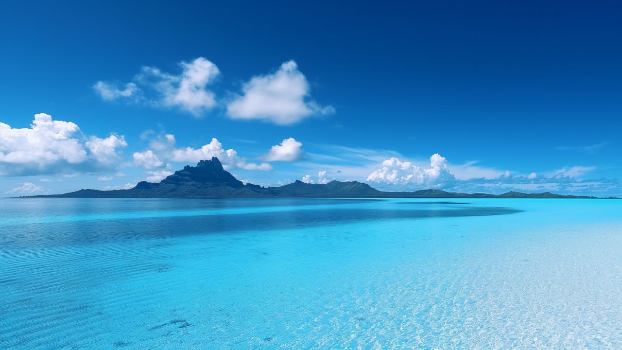 Bora-Bora wallpaper, crystal clear waters, ocean views, background for desktop wallpaper (horizontal)