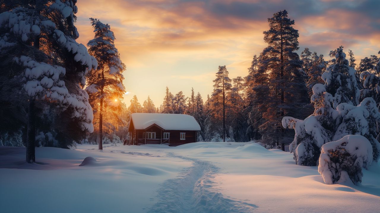 Pines wallpaper, HD wallpaper, winter landscape, background for desktop wallpaper (horizontal)