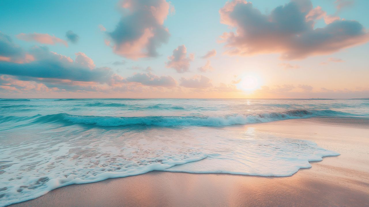 Ocean wallpaper, shoreline, waves, background for desktop wallpaper (horizontal)