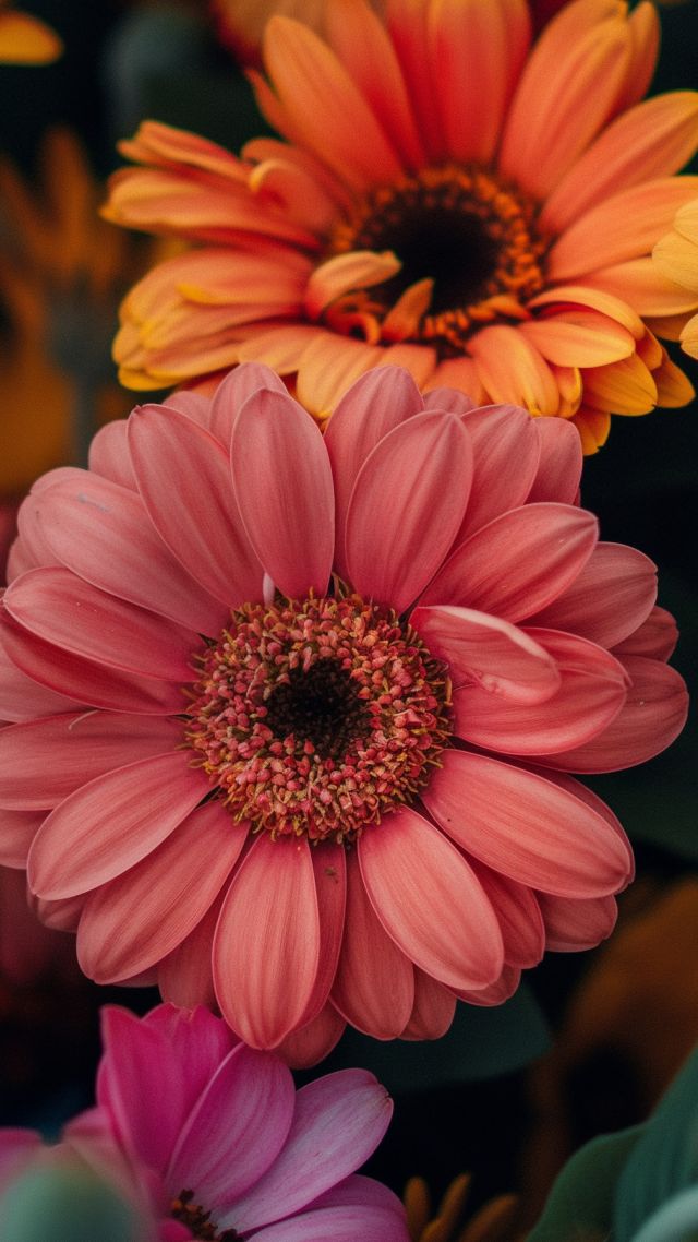 colourful flowers wallpaper, vibrant blooms, nature wallpaper, background for mobile wallpaper (vertical)