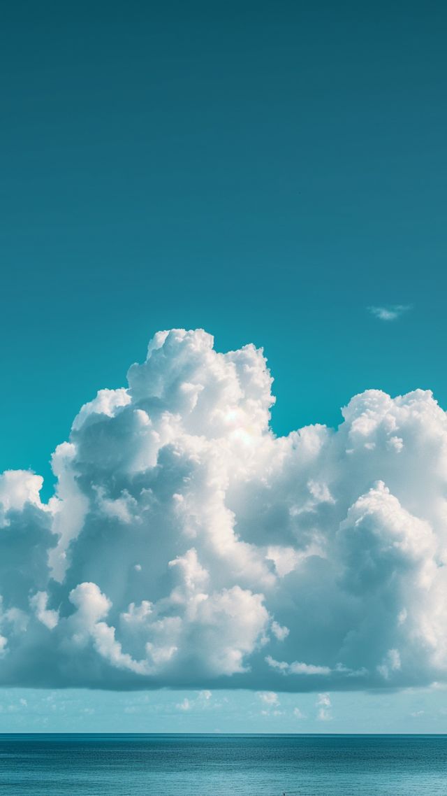 cumulus clouds wallpaper, ocean, sea, background for mobile wallpaper (vertical)