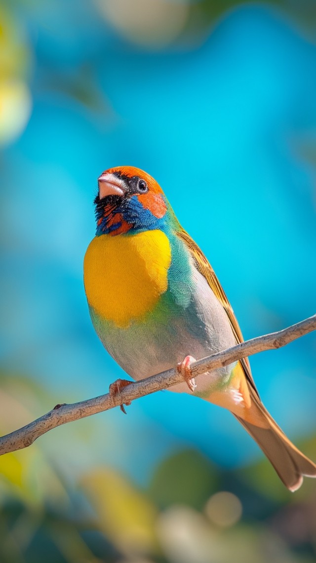Gouldian finch wallpaper, nature, sky, background for mobile wallpaper (vertical)