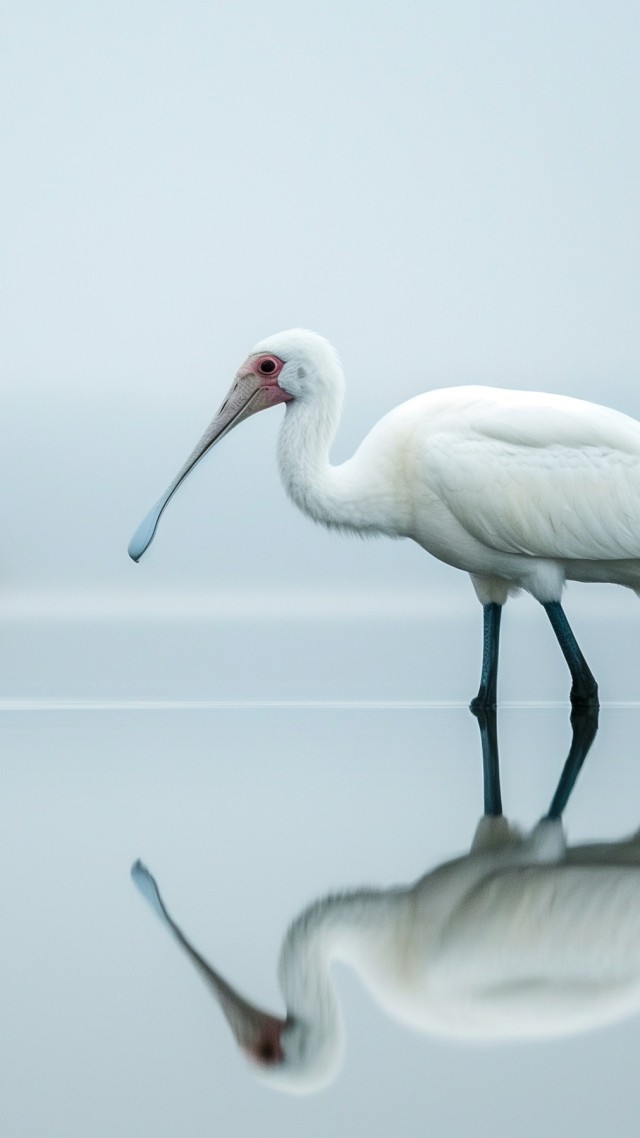 Eurasian spoonbill wallpaper, nature, birdwatching, background for mobile wallpaper (vertical)