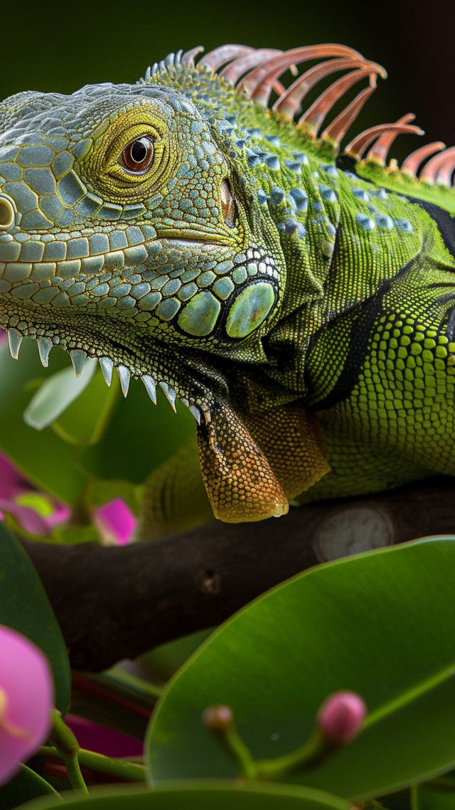 Iguana wallpaper, reptiles, green, background for mobile wallpaper (vertical)