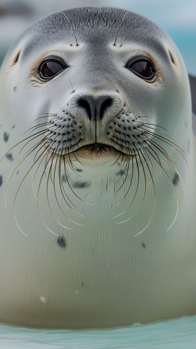 bearded seal wallpaper, Hudson Bay, ice, background for mobile wallpaper (vertical)