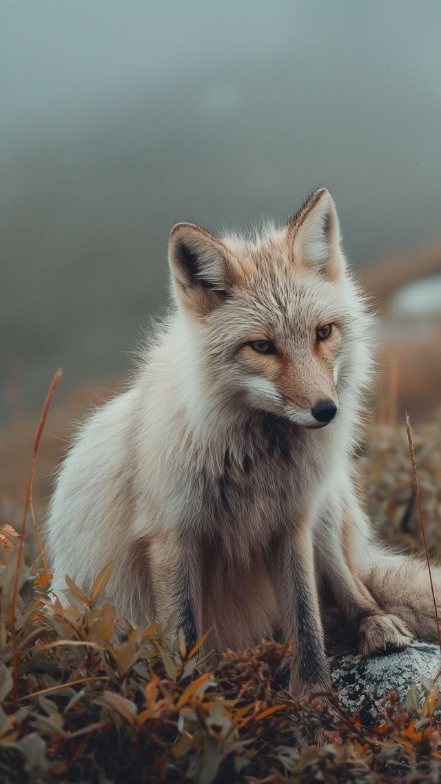 Arctic fox wallpaper, nature, grey, background for mobile wallpaper (vertical)