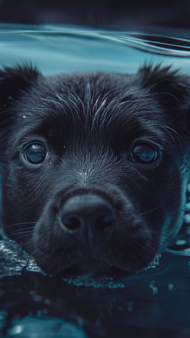 Dog wallpaper, funny, underwater, background for mobile wallpaper (vertical)