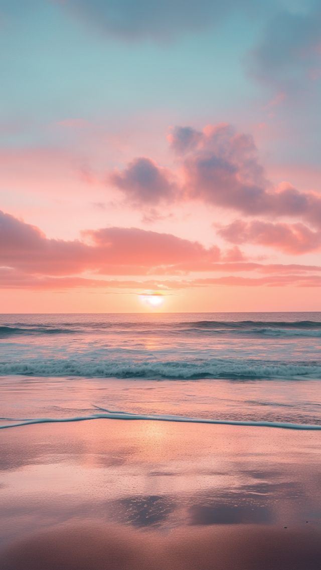 sunset wallpaper, ocean, tranquil waters, background for mobile wallpaper (vertical)