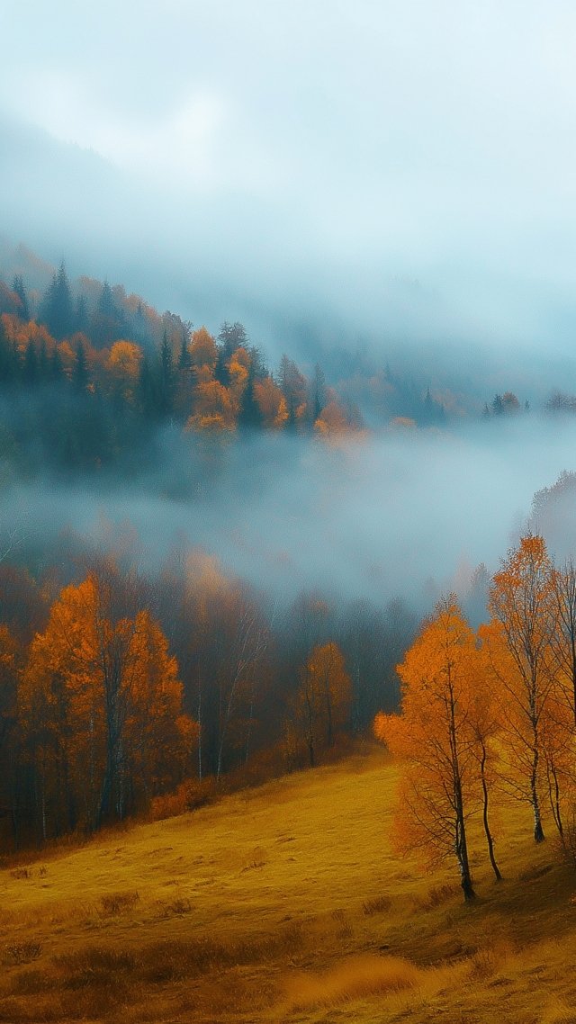 autumn wallpaper, forest trails, alpine views, background for mobile wallpaper (vertical)