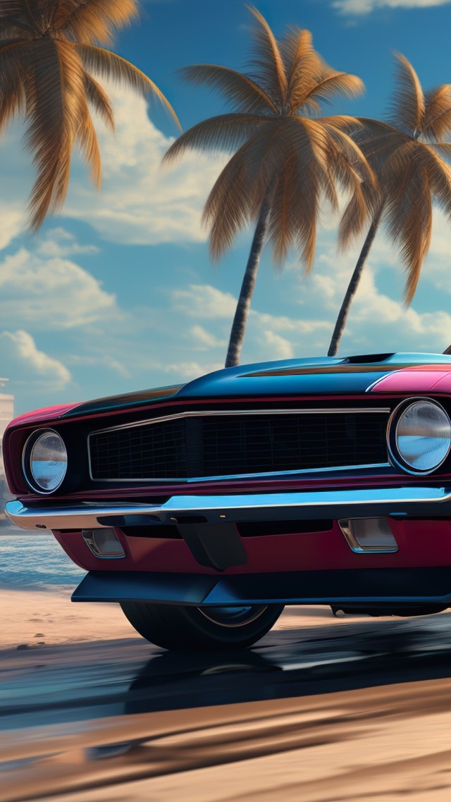 car wallpaper, digital illustration, fan art, background for mobile wallpaper (vertical)