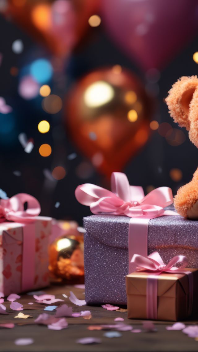 Birthday background wallpaper, celebration, balloons, background for mobile wallpaper (vertical)