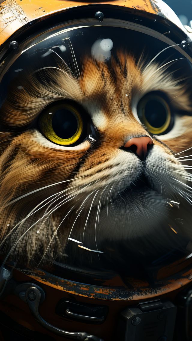 cat wallpaper, 4k, outer space, background for mobile wallpaper (vertical)