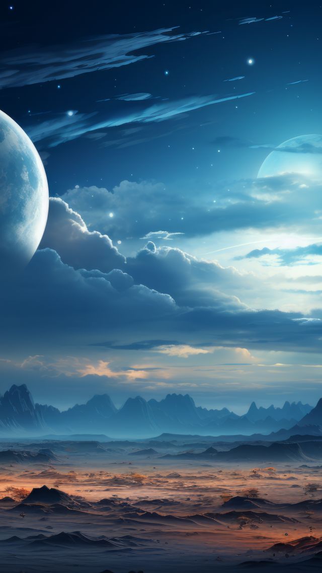 mountains wallpaper, clouds, starlit, background for mobile wallpaper (vertical)