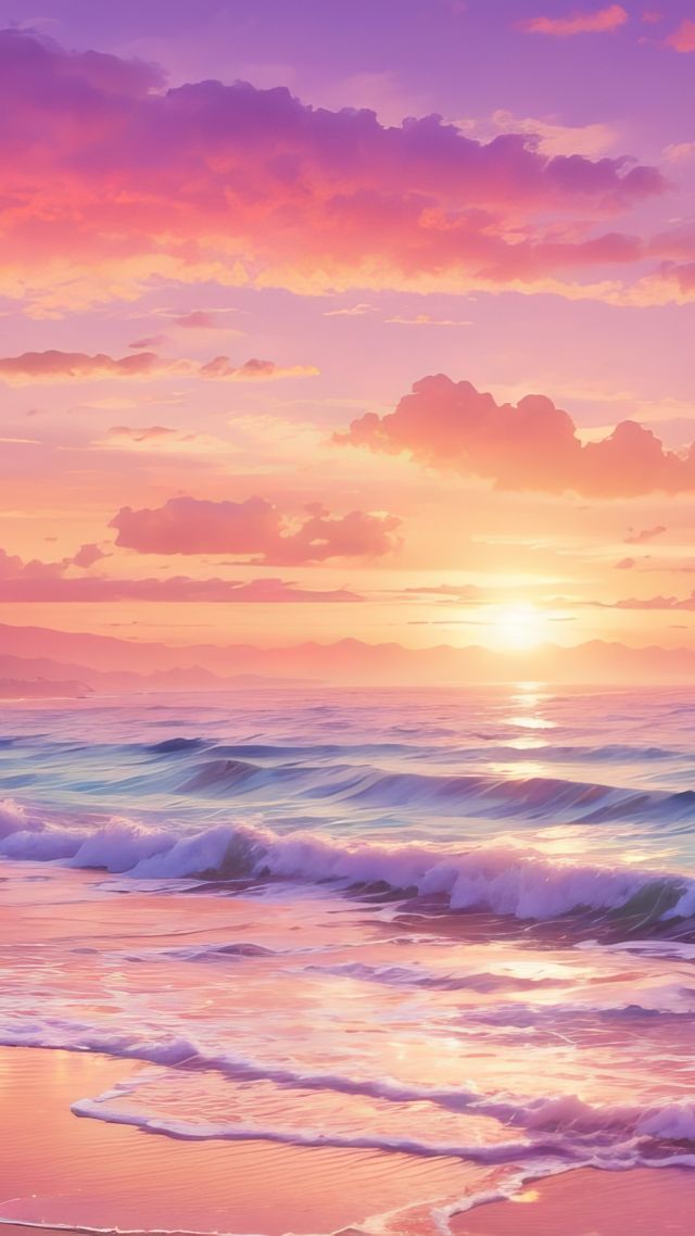 beach wallpaper, ocean, twilight, background for mobile wallpaper (vertical)