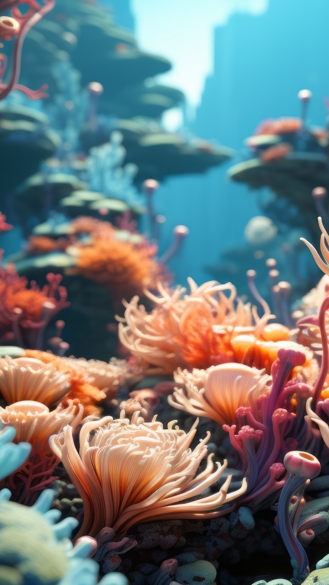 corals wallpaper, spiral, marine life, background for mobile wallpaper (vertical)