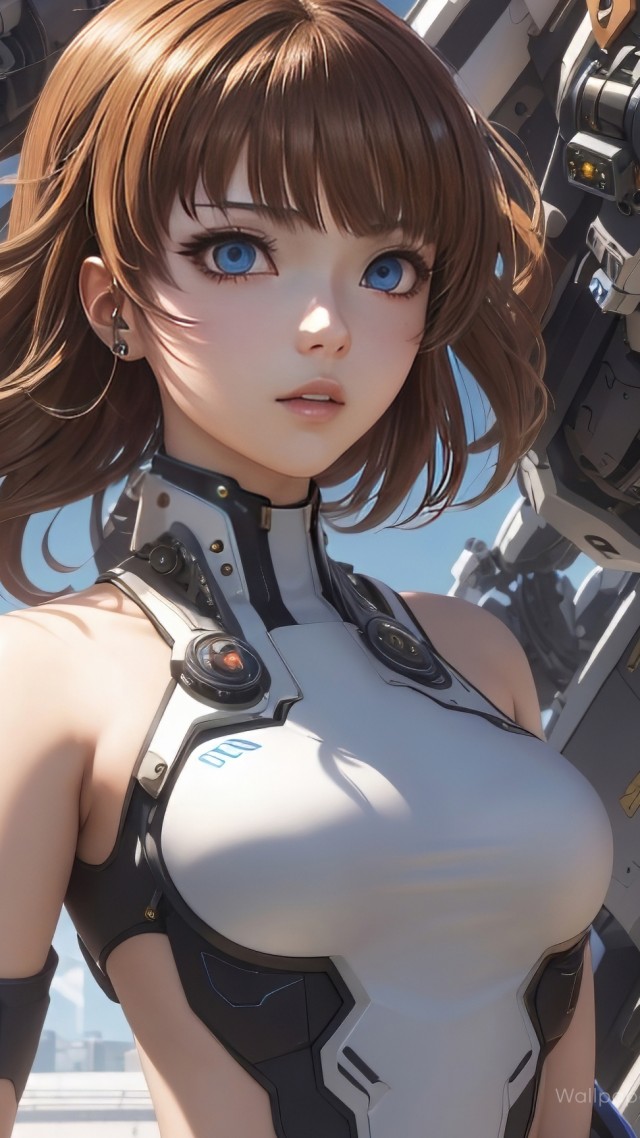 anime girl wallpaper, robotic, sci-fi, background for mobile wallpaper (vertical)