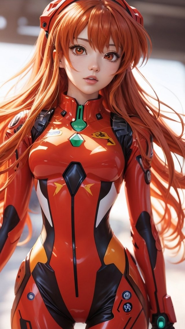 anime girl wallpaper, red hair, digital art, background for mobile wallpaper (vertical)