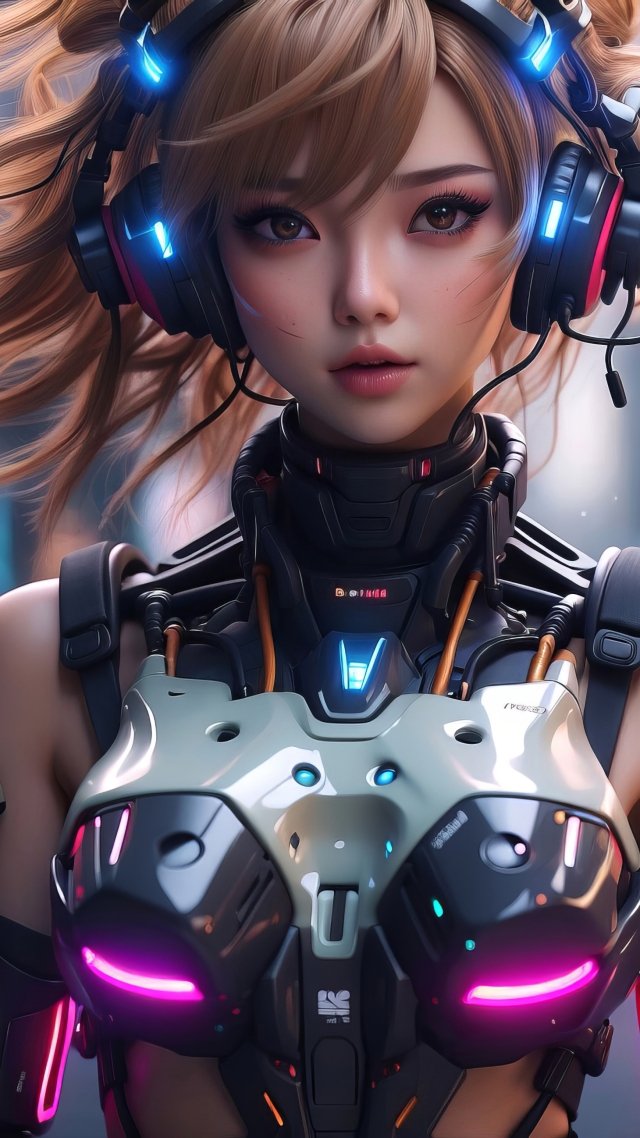 anime girl wallpaper, futuristic character, high-tech fashion, background for mobile wallpaper (vertical)