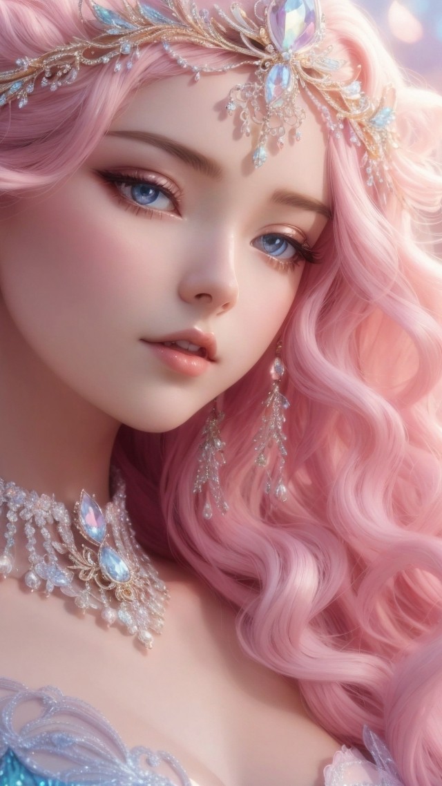 Anime girl wallpaper, cute, pastel colors, background for mobile wallpaper (vertical)