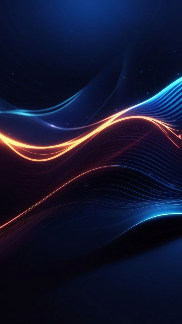 waves wallpaper, sunset, orange, background for mobile wallpaper (vertical)