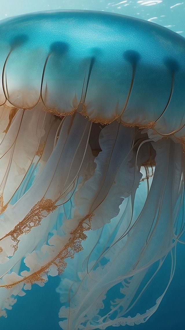 jellyfish wallpaper, marine creature, sea organism, background for mobile wallpaper (vertical)