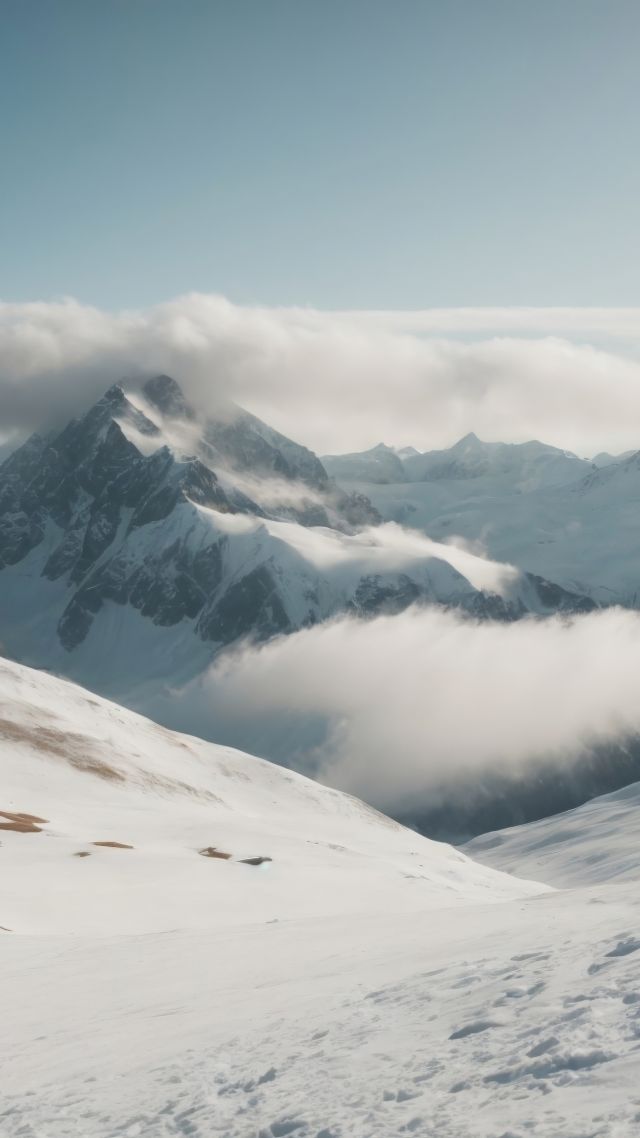 Windows 12 wallpaper, mountain range, frosty mountains, background for mobile wallpaper (vertical)