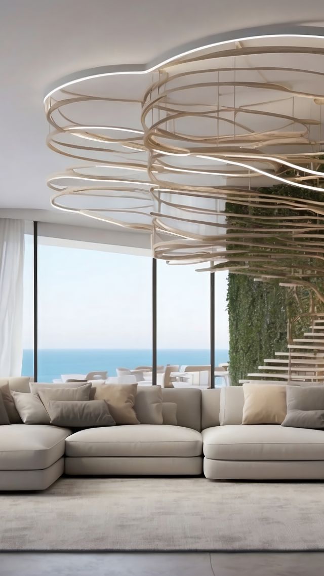 modern interior wallpaper, sleek furnishings, stylish ambiance, background for mobile wallpaper (vertical)