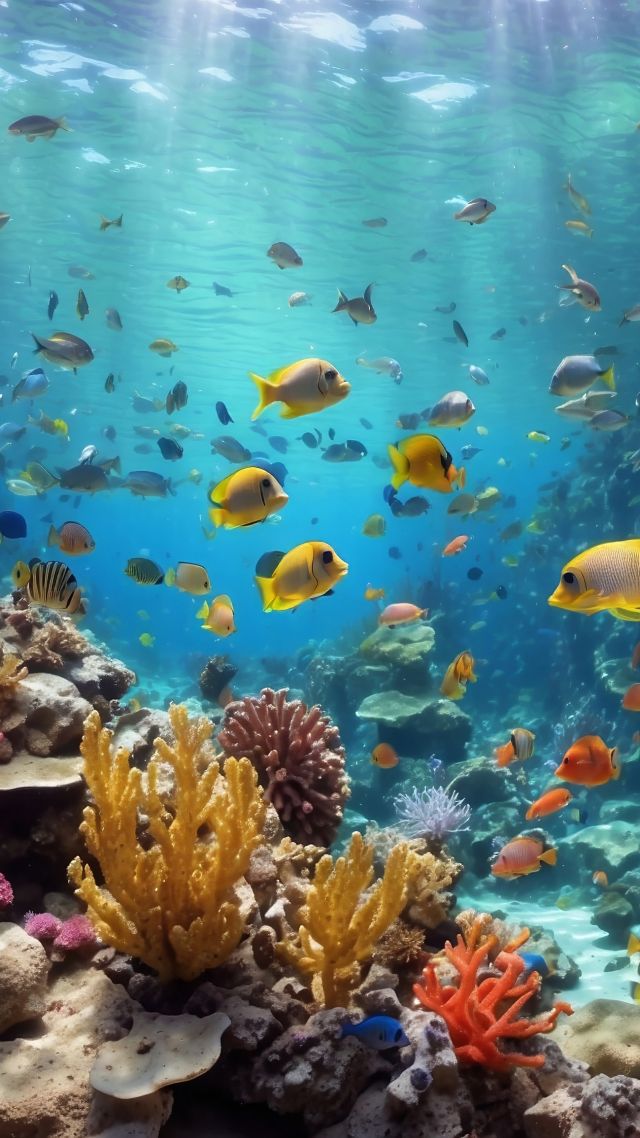 Windows 12 wallpaper, ocean depths, oceanic environment, background for mobile wallpaper (vertical)