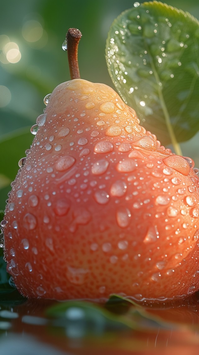 pear wallpaper, rain, nature, background for mobile wallpaper (vertical)